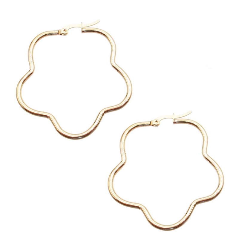 Orecchini in acciaio fiore oro 44 mm pacco 2 pezzi (fi40m1) - pietreeminuterie.com