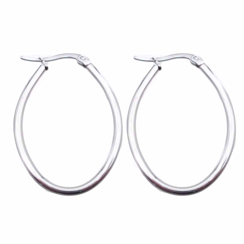 Orecchini in acciaio ovali 46 mm pacco da 2 pezzi (46mmova) - pietreeminuterie.com