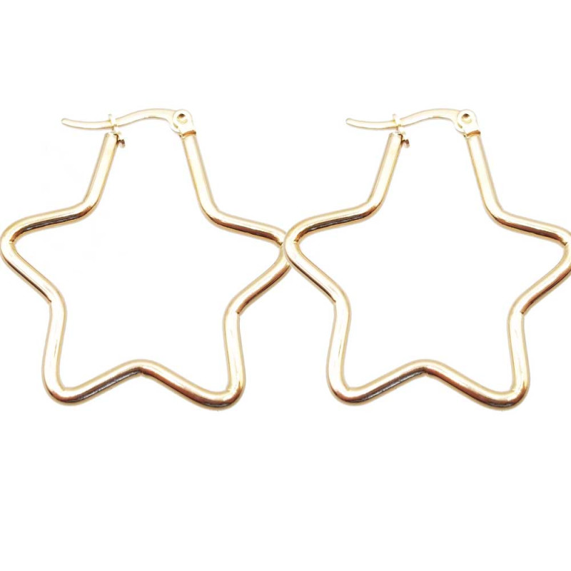 Orecchini acciaio d orato stella oro 43 mm pacco 2 pezzi (stel45mm) - pietreeminuterie.com