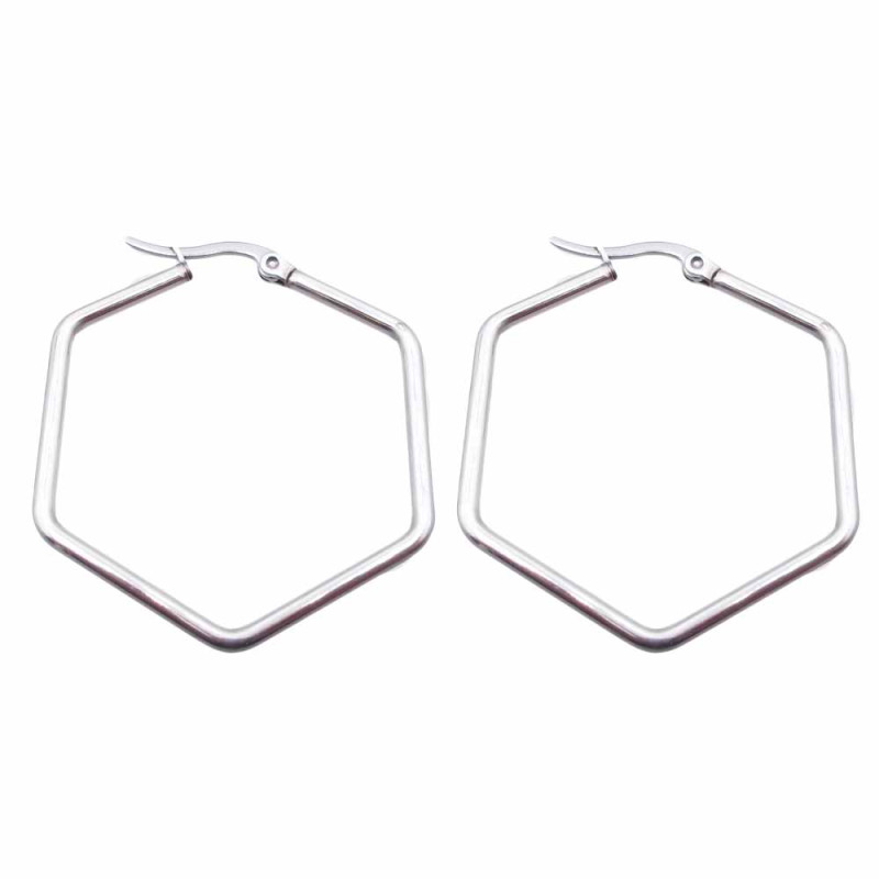 Orecchini acciaio pentagono 44x39 mm pacco 2 pezzi (pe72nz8) - pietreeminuterie.com