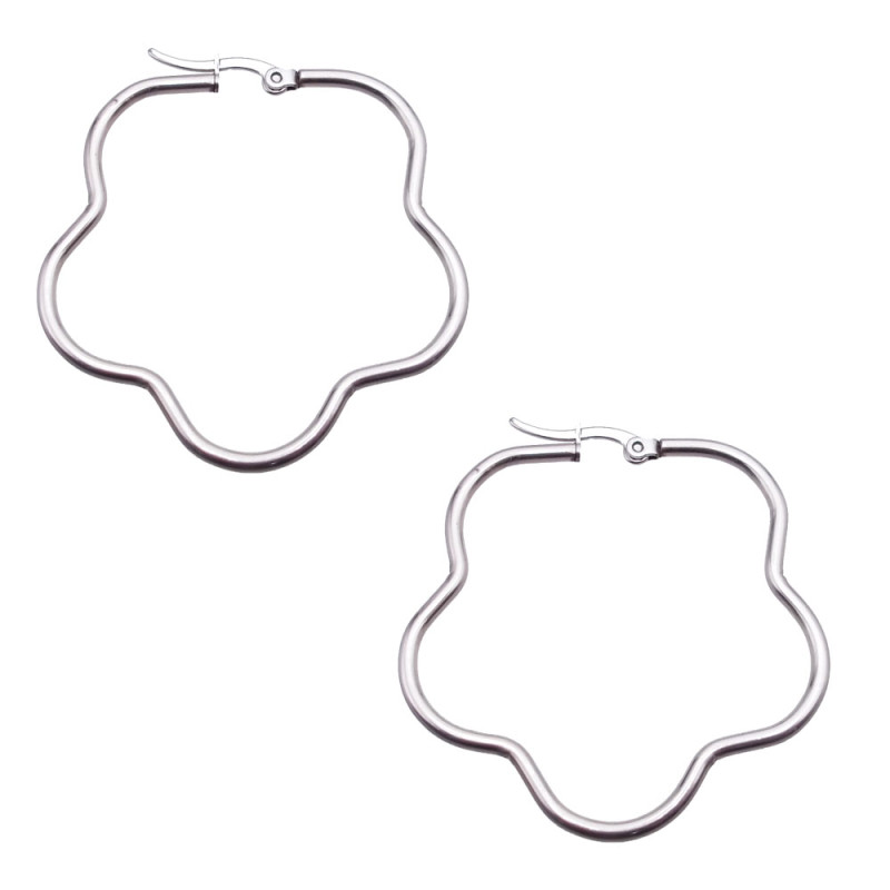 Orecchini in acciaio fiore 44 mm pacco 2 pezzi (fiacc21) - pietreeminuterie.com