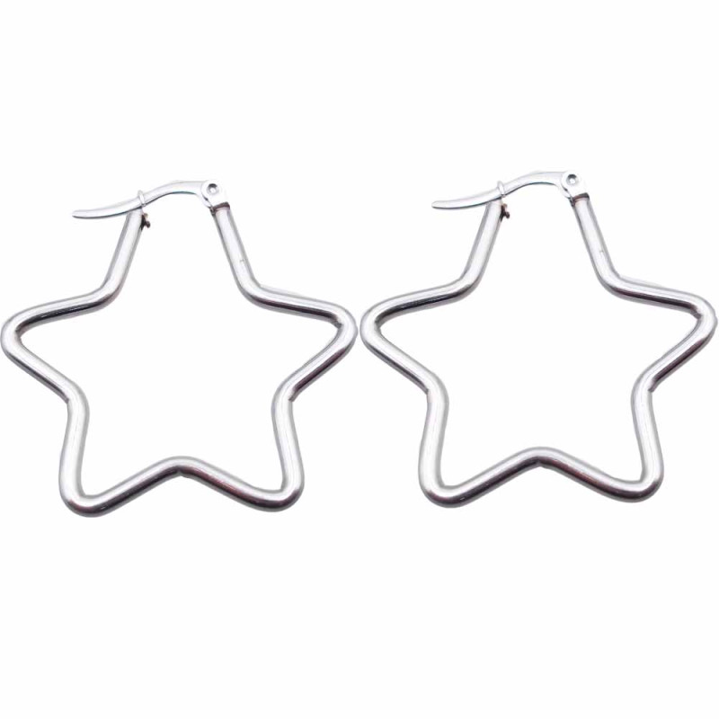 Orecchini in acciaio stella 43 mm pacco 2 pezzi (oreste993) - pietreeminuterie.com