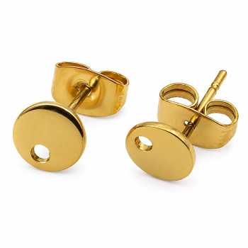 Orecchini a perno acciaio oro 6 mm conf. 4 pz Orecchini a perno acciaio oro 6 mm conf. 4 pz