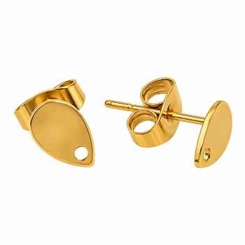 Orecchini a perno acciaio goccia 7x5 mm conf. 4 pz