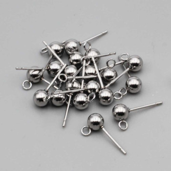 Pacco ingrosso Orecchini a perno in acciaio pallina 4 mm conf. 40 pz