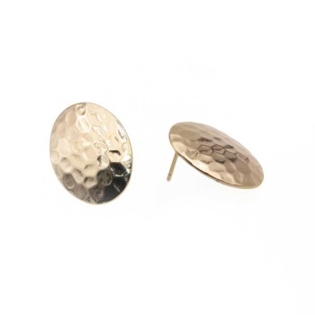 Orecchini a perno battuto 22x17 mm placcati oro 14kt 2 pz