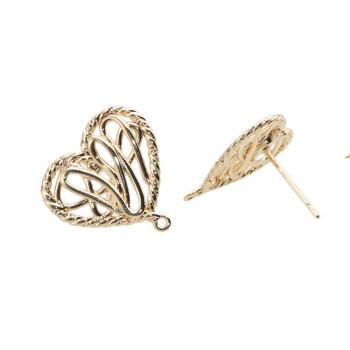 Orecchini a perno cuore placcato oro 14 kt 16.5 mm 2 pz