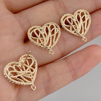 Orecchini a perno cuore placcato oro 14 kt 16.5 mm 2 pz Orecchini a perno cuore placcato oro 14 kt 16.5 mm 2 pz