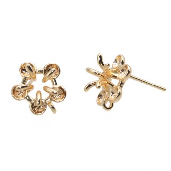 Orecchini a perno fiore placcato oro 14 kt 10.4 mm 2 pz Orecchini a perno fiore placcato oro 14 kt 10.4 mm 2 pz