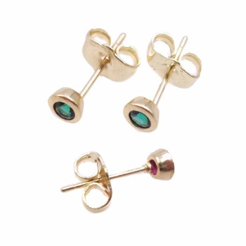 Orecchini a perno ottone oro con cristallo verde 4.4 mm 2 pz Orecchini a perno ottone oro con cristallo verde 4.4 mm 2 pz