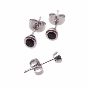 Orecchini a perno ottone rodiato con cristallo nero 4.4 mm 2 pz