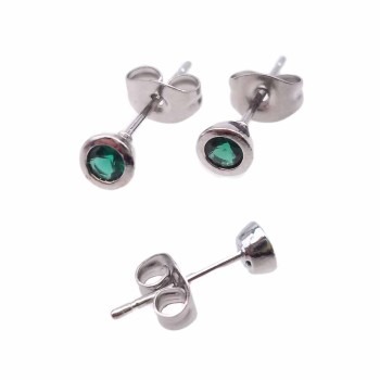 Orecchini a perno ottone rodiato con cristallo verde 4.4 mm 2 pz Orecchini a perno ottone rodiato con cristallo verde 4.4 mm 2 pz
