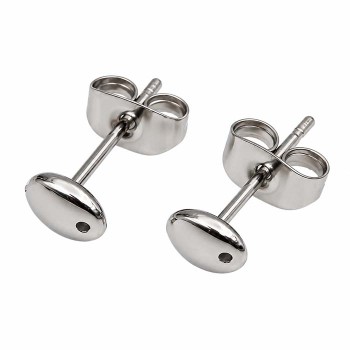 Orecchini a perno in acciaio testa ovale 6 mm conf. 2 coppia Orecchini a perno in acciaio testa ovale 6 mm conf. 2 coppia