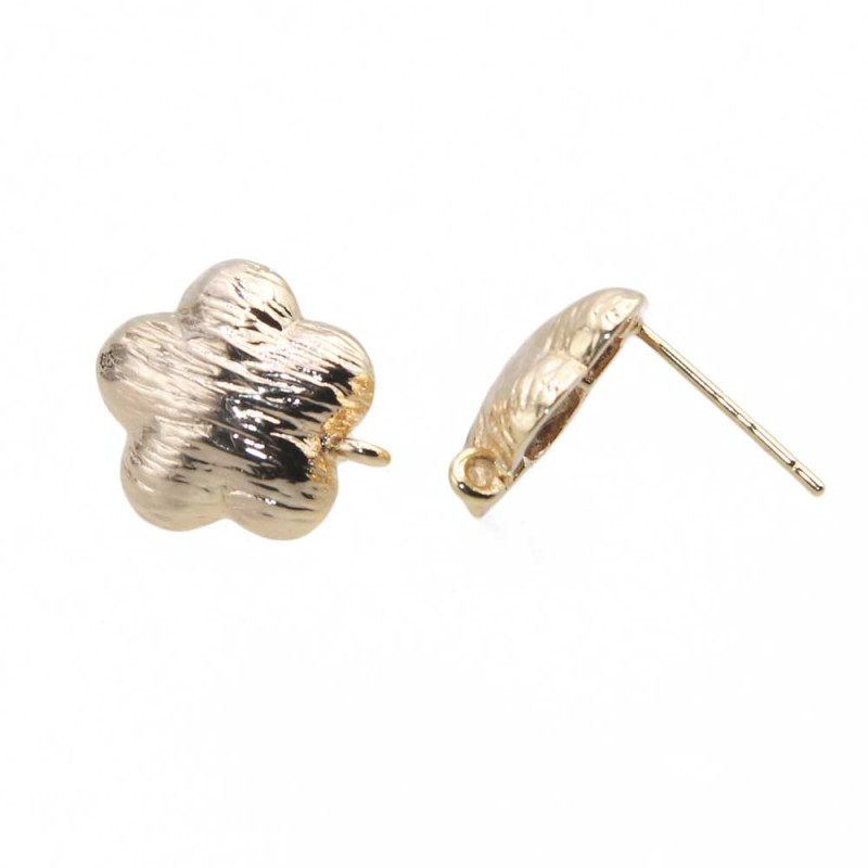 Orecchini a perno fiore placcato oro 14 kt 12 mm 2 pz (ssr50a55a) - pietreeminuterie.com