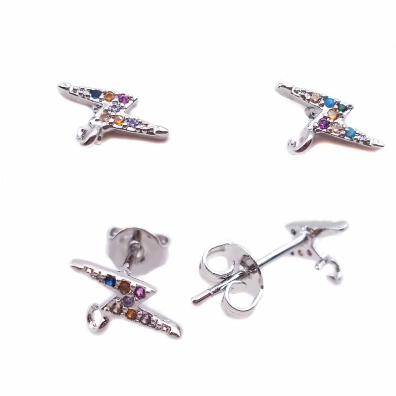 Orecchini a perno in ottone rodiato con strass colorati 10x5.4 mm 2 pz (rrf43s) - pietreeminuterie.com