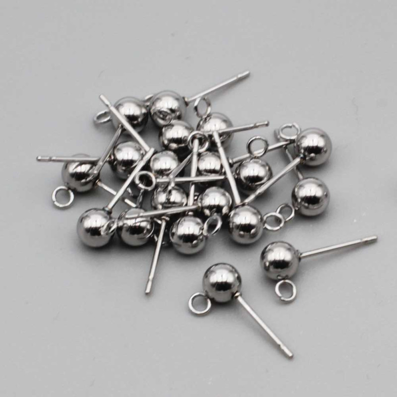Pacco ingrosso Orecchini a perno in acciaio pallina 4 mm conf. 40 pz (ing-o100) - pietreeminuterie.com
