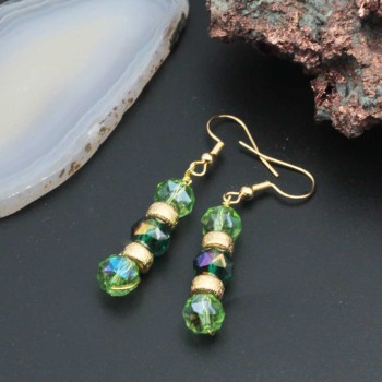 Orecchini con cristalli diamond cut varie tonalità di verde