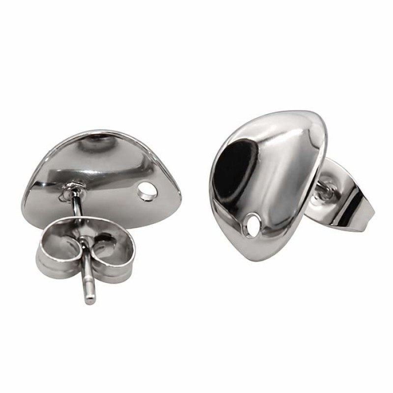 Orecchini a perno in acciaio 10x9 mm conf. 2 pz Orecchini a perno in acciaio 10x9 mm conf. 2 pz