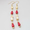 Orecchini composti da gocce conchiglie rosse e accessori placcati oro (ore-99o) - pietreeminuterie.com