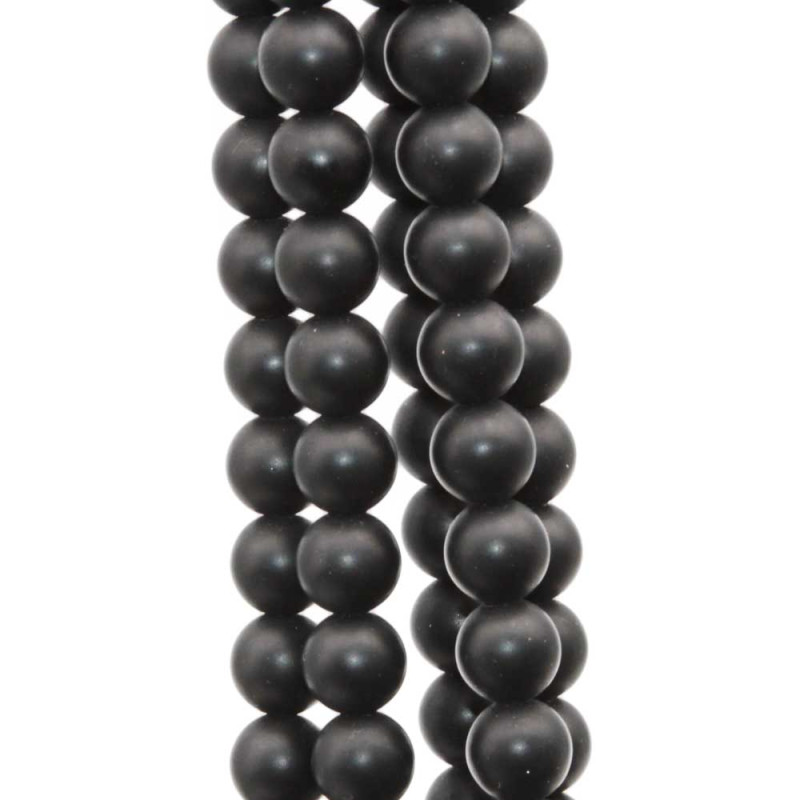 Ossidiana tonda liscia 8 mm nera opaca filo 40 cm (pk1394) - pietreeminuterie.com