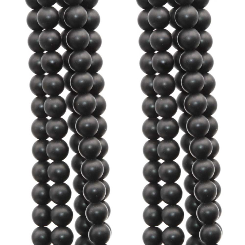 Ossidiana tonda liscia 4 mm nera opaca filo 40 cm (pxx36p) - pietreeminuterie.com