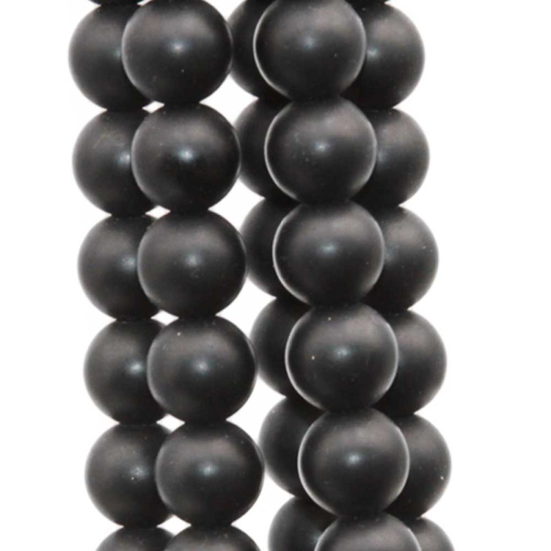 Ossidiana nera opaca 12 mm liscia filo 40 cm (Pk1393) - pietreeminuterie.com