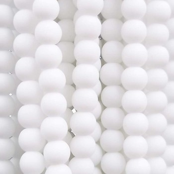 Ossidiana tonda bianca liscia opaca 6 mm filo