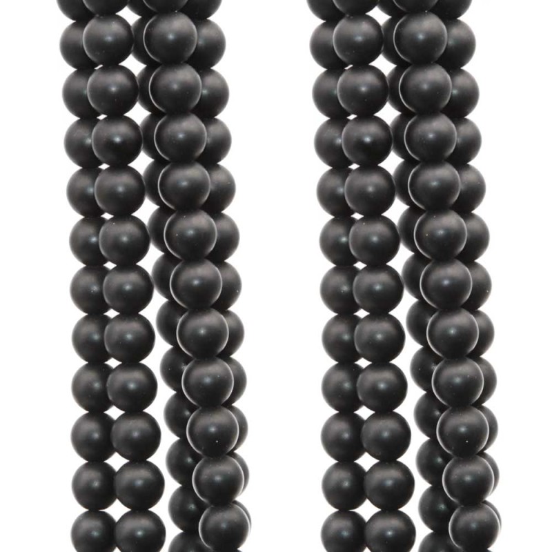 Ossidiana tonda liscia 4 mm nera opaca filo 40 cm (pxx36p) - pietreeminuterie.com