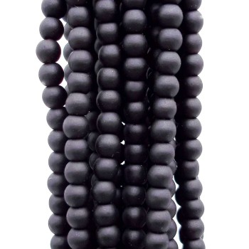 Ossidiana tonda liscia 8 mm nera opaca filo 40 cm