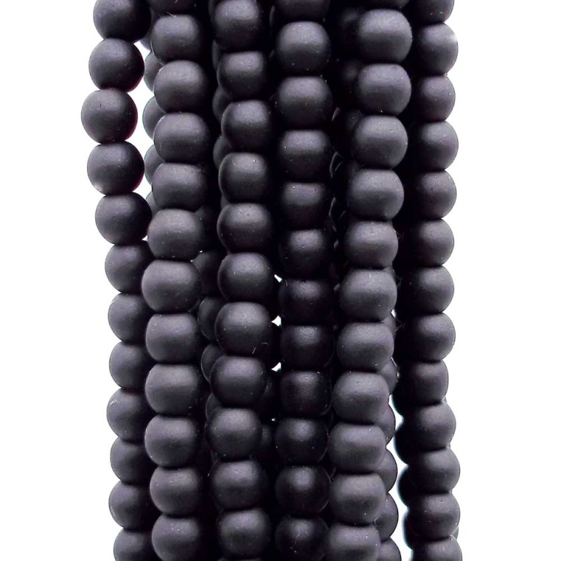 Ossidiana tonda liscia 8 mm nera opaca filo 40 cm (pk1394) - pietreeminuterie.com