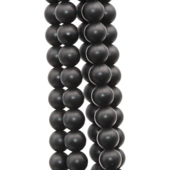 Ossidiana tonda liscia 8 mm nera opaca filo 40 cm