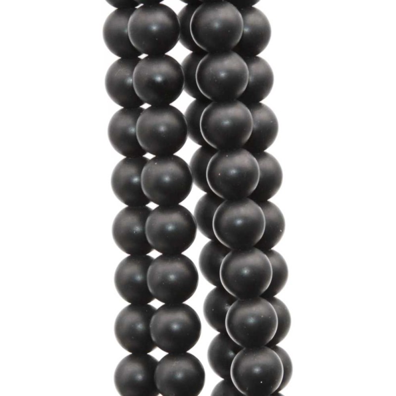Ossidiana tonda liscia 8 mm nera opaca filo 40 cm (pk1394) - pietreeminuterie.com