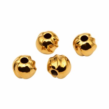 Palline acciaio oro 6x5 mm intagliata foro 1.5 mm conf. 10 pz