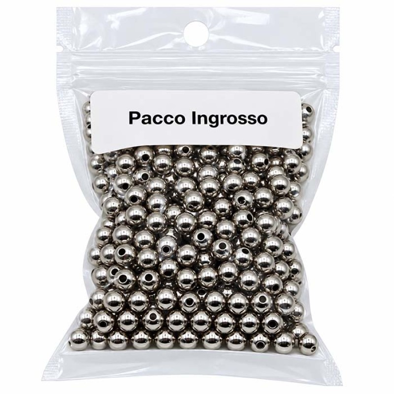 Pacco ingrosso Palline in acciaio 4x3 mm foro 1.5 mm 300pz