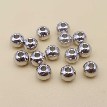 Palline placcate oro bianco 18kt 5 mm 50 pz Palline placcate oro bianco 18kt 5 mm 50 pz