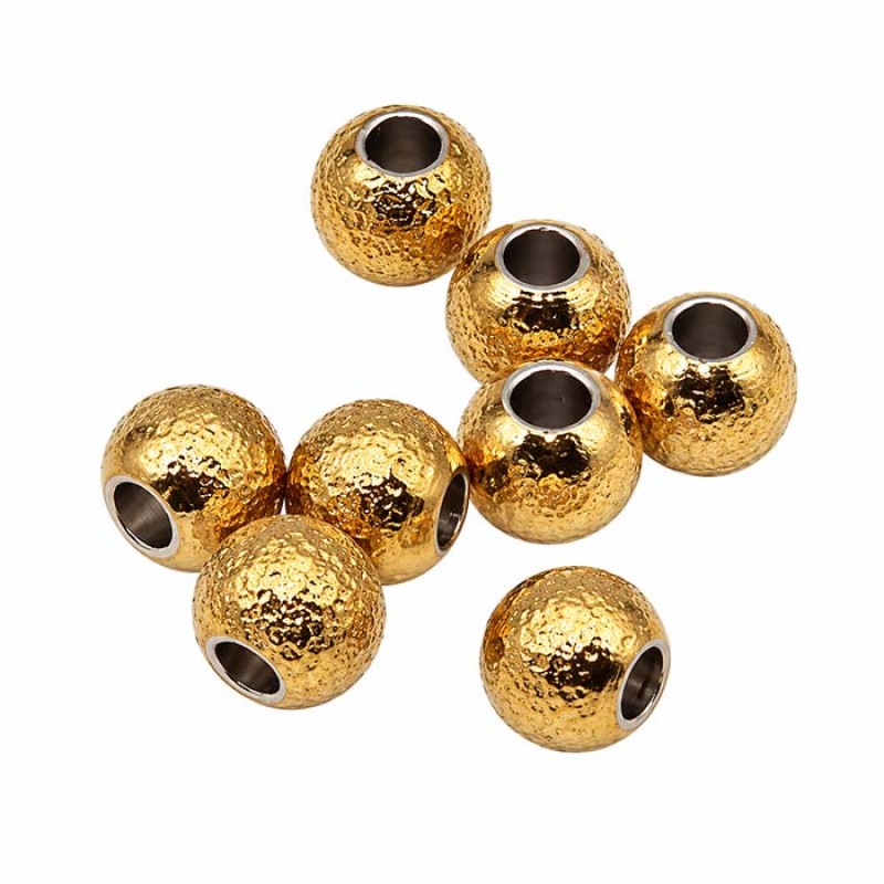 Palline in acciaio oro diamantate 4 mm foro 2 mm conf. 20 pz Palline in acciaio oro diamantate 4 mm foro 2 mm conf. 20 pz