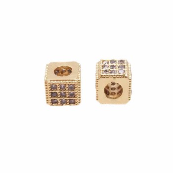 Cubetto metallo CZ oro 5x4.3 mm pacco 1 pz