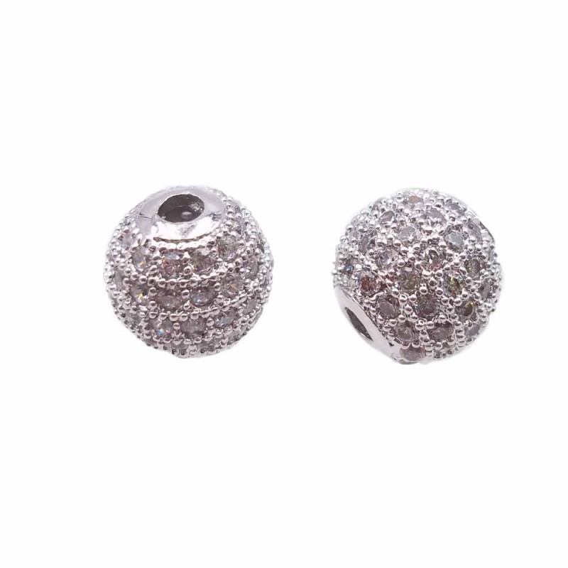 Pallina metallo CZ rodio 10 mm pacco 1 pz (cz002) - pietreeminuterie.com