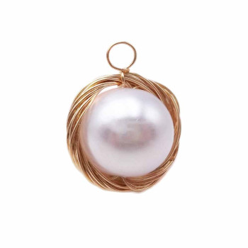 Pendente in ottone dorato con perla in resina 17 mm pacco 1 pz