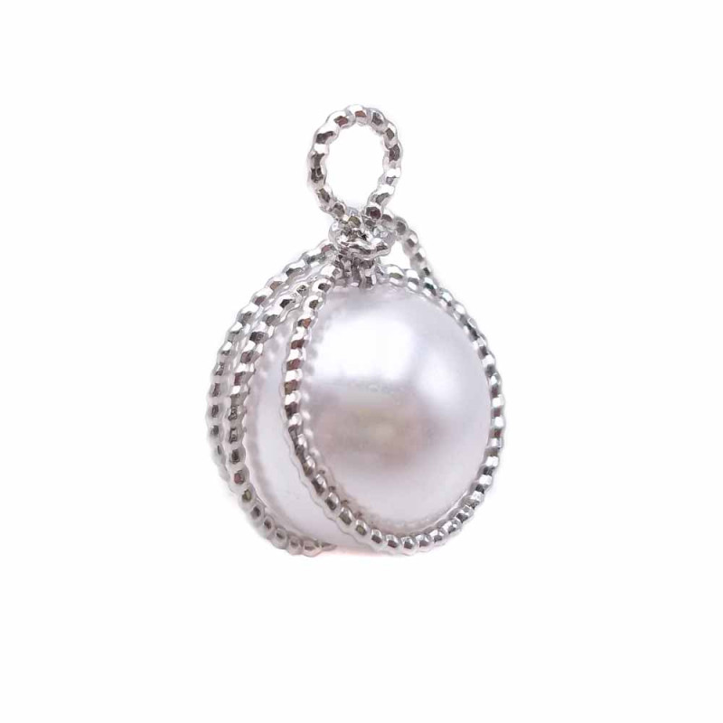 Pendente in ottone rodiato con perla in resina 17,5 mm pacco 1 pz (cq1) - pietreeminuterie.com