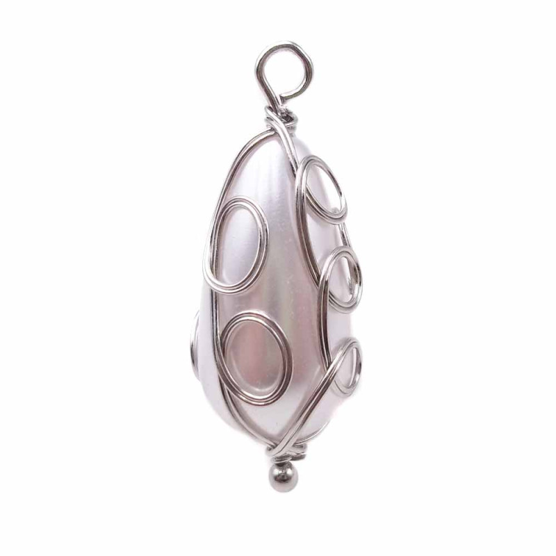 Pendente in ottone rodiato con perla in resina 28,8 mm pacco 1 pz (cq4) - pietreeminuterie.com