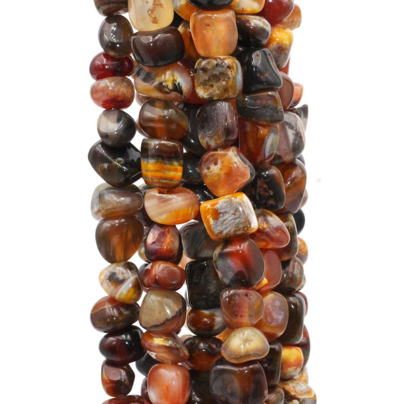 Pietre dure Pepite agata diaspro e corniola 7/9 mm fio 40 cm (pepi-002) - pietreeminuterie.com