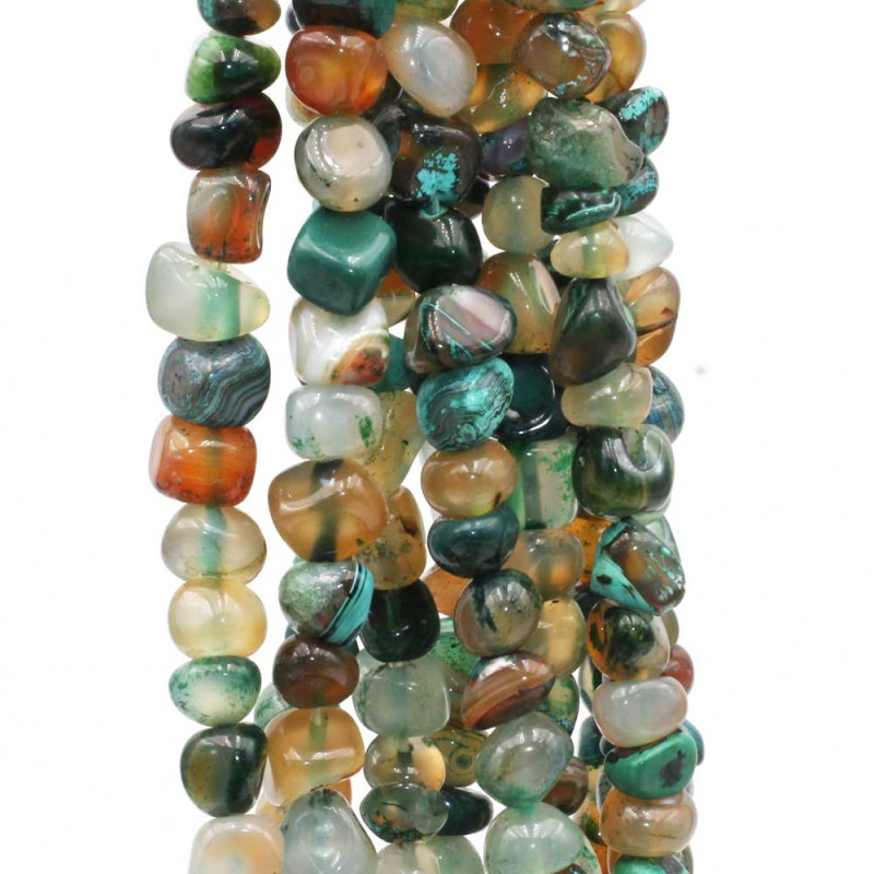 Pietre dure Pepite agata verde, avventurina malachite  7/9 mm fio 40 cm (pepi-04) - pietreeminuterie.com