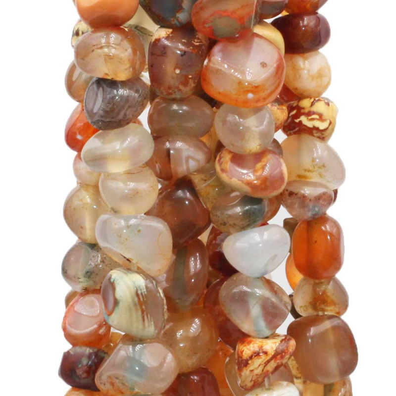 Pietre dure Pepite corniola e diaspro 7/9 mm fio 40 cm (pepi-08) - pietreeminuterie.com