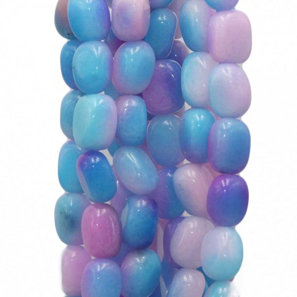 Pepite in pietra dura | Pepite agata blu e rosa 13x8 mm filo 40 cm - pep889rosa