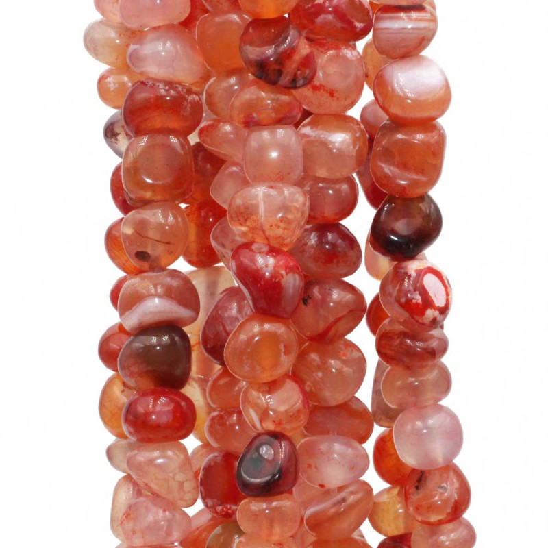 Pietre dure Pepite agata rossa e diaspro 7/9 mm fio 40 cm (pepi-0a) - pietreeminuterie.com