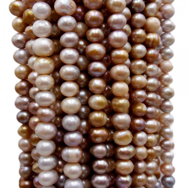 Materiale Per Bigiotteria Offerte | Perle di fiume potato riflessi oro e bronzo 7.5/8 mm filo 35 cm - pot67gg6