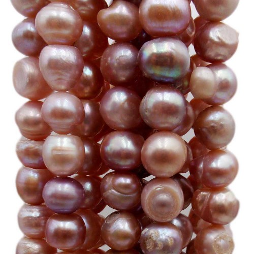 Perle Di Fiume | Perle di fiume 8/10 mm riflessi rosa filo 40 cm - ros67292