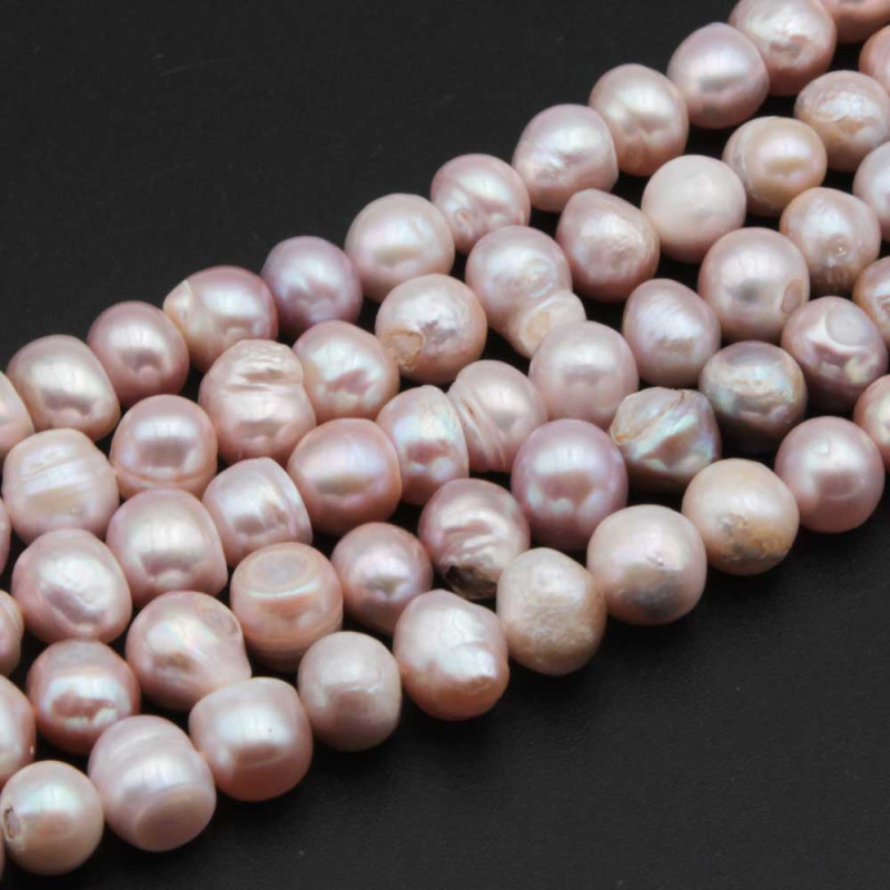 Perle di fiume potato color champagne 8 mm filo 35 cm (per-pot11) - pietreeminuterie.com