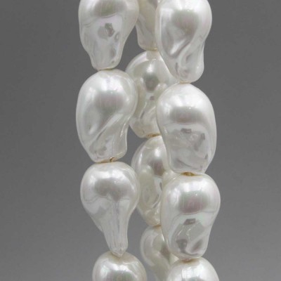 Perle di maiorca barocche bianche multicolor 24x15 mm circa 2 pz